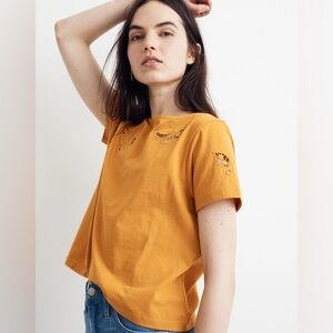 Butterfly Embroidered Eyelet Setlist Boxy Tee